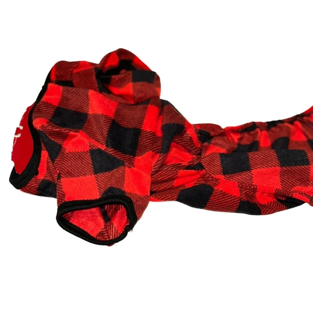 Wondershop red christmas Buffalo Plaid Fleece Dog and Cat Pajamas Large L